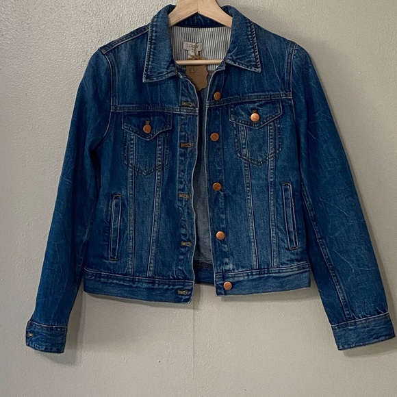 J. Crew Cropped Blue Denim Jacket - Picture 1 of 5